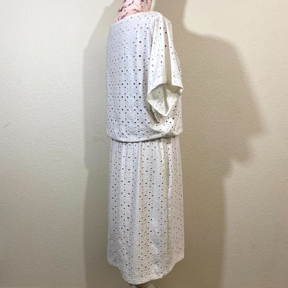 New York & Company sz:L White Tan Perforated Dress - Picture 10 of 11